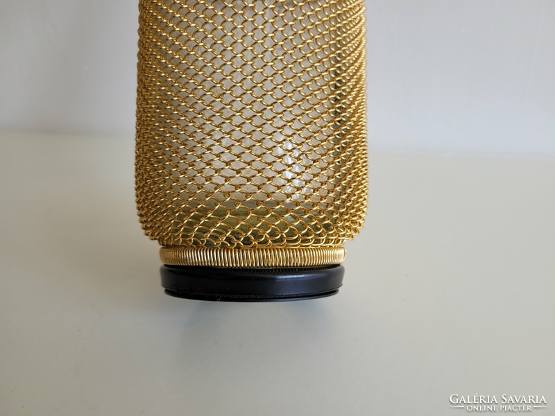 Retro aranyszínű hálós szódásüveg régi fémhálós nagy szódásszifon