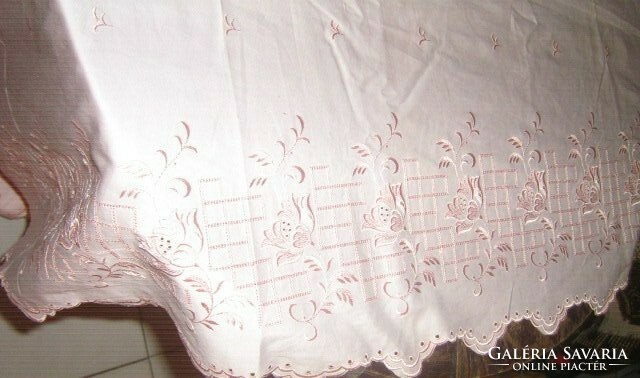 Beautiful vintage rose pink madeira stained glass curtain
