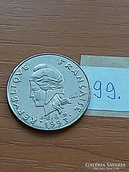 French Polynesia polynesia 20 francs 1993 i e o m, nickel 99.