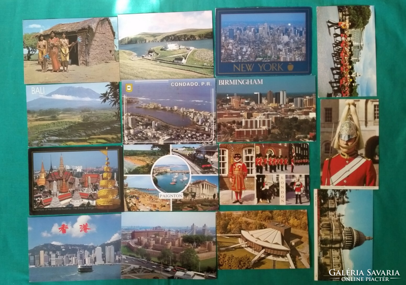 15 db. külföldi képeslap egyben, írott - postatiszta vegyesen