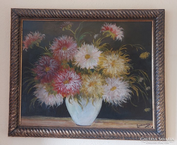 Unknown painter at the beginning of the 20th century: still life with dahlias