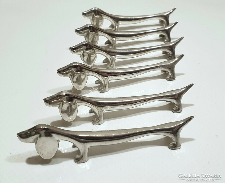 6 silver-plated, art deco, dachshund-shaped knives