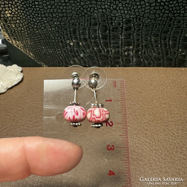 Régi rózsaszín bedugós vintage fülbevaló, fém fülbevalók, az ékszer 1970-es évekből származik