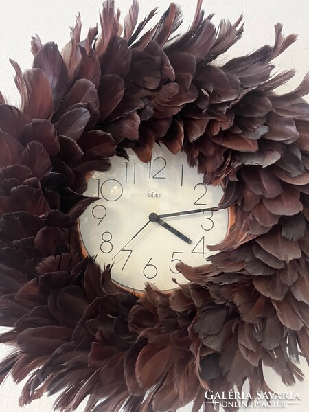 Wall clock, bird feather