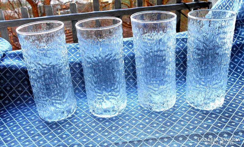 4 Scandinavian ice glass glasses-1200/piece--1970s