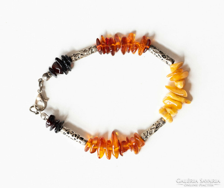 Modern multicolor amber bracelet - made of natural amber pieces - bracelet, jewelry