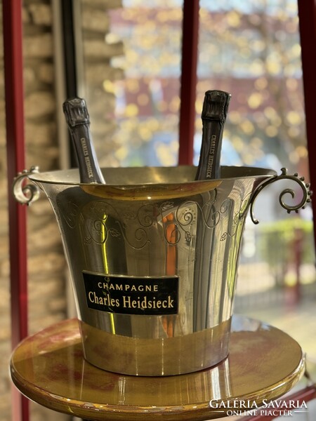 Charles Heidsieck French Polished Cast Pewter Champagne Cooler from the 1950s