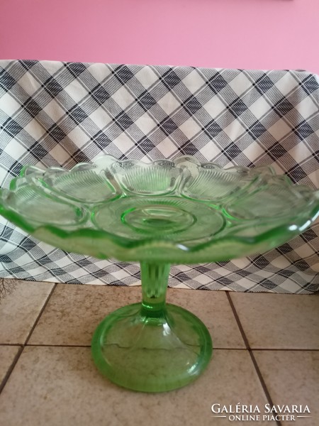 Old base, green glass cake plate, fruit bowl HUF 9,000