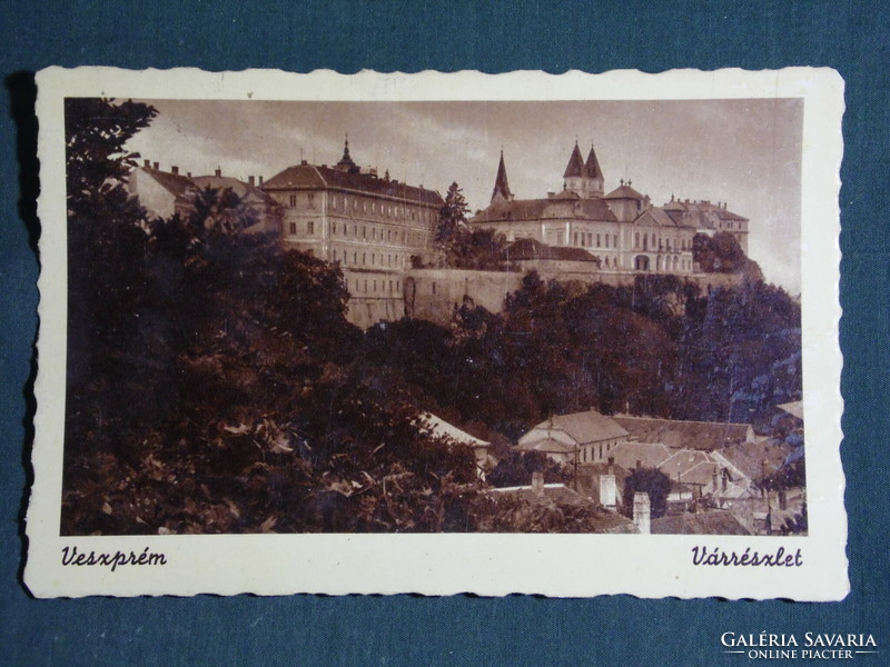 Postcard, Veszprém, view of part of the castle, 1943