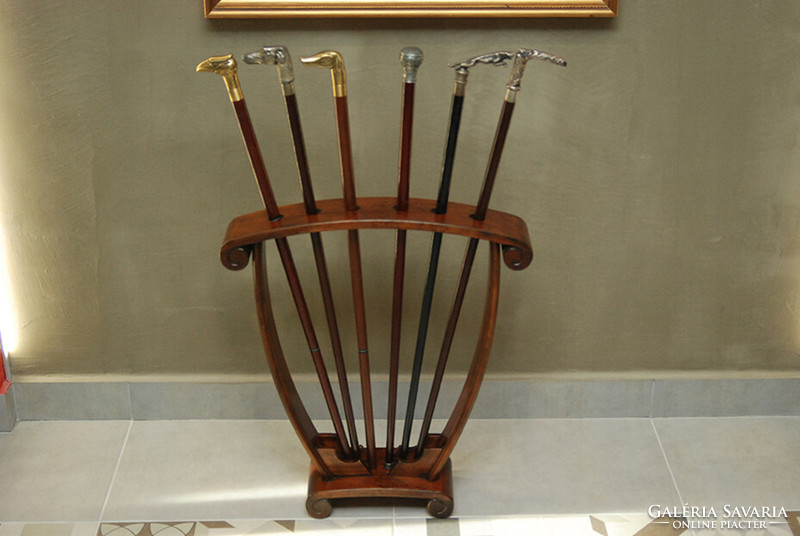 Cane holder, walking stick holder, with baroque style mark, including canes