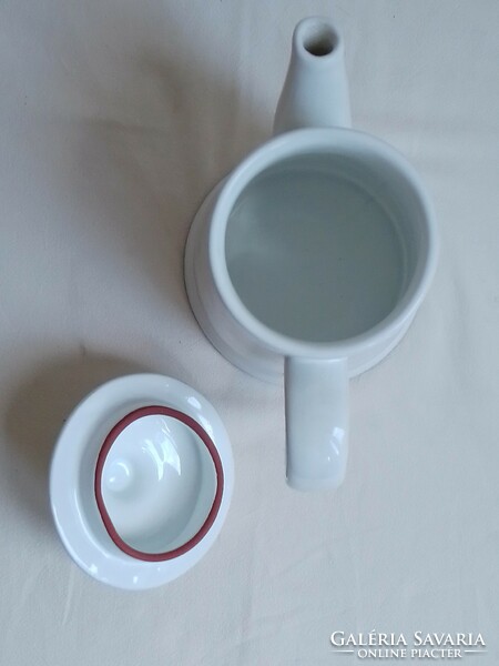 White glazed ceramic teapot, marked town hall, approx. 0.75 Liter