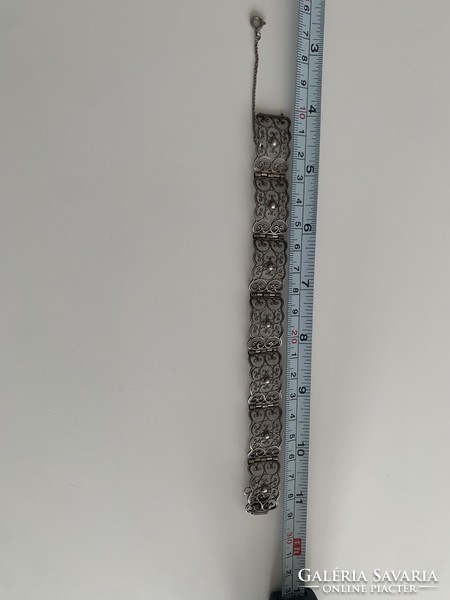 Antik 835 ös többszörösen jelzett aprólékos filigrán szecessziós gyönyörű karkötő karperec karlánc