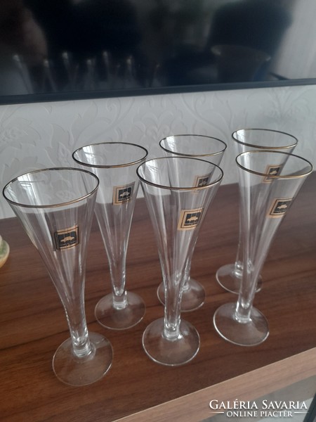 Rarity!!!! Champagne glasses with old mercury inscription 6 pcs