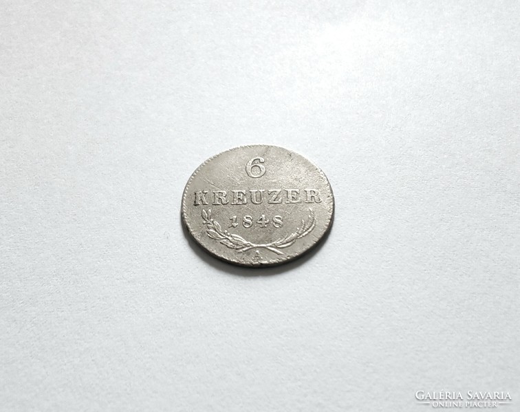 Ausztria, ezüst 6 Kreuzer / Krajcár 1848