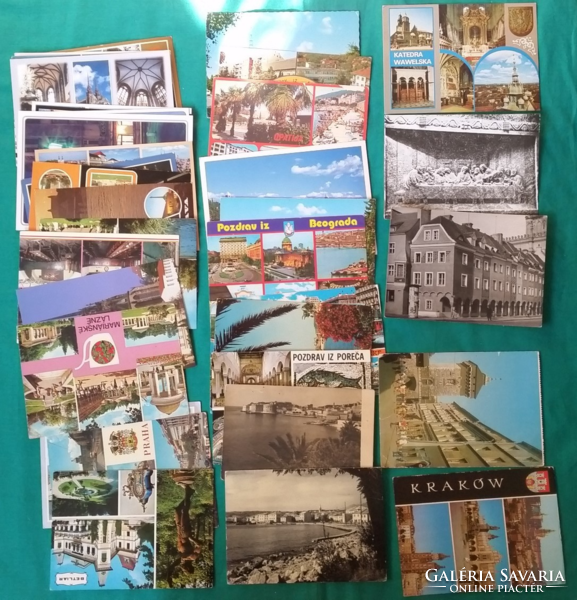 Külföldi képeslapok vegyesen, írott és postatiszta, cseh, lengyel, horvát