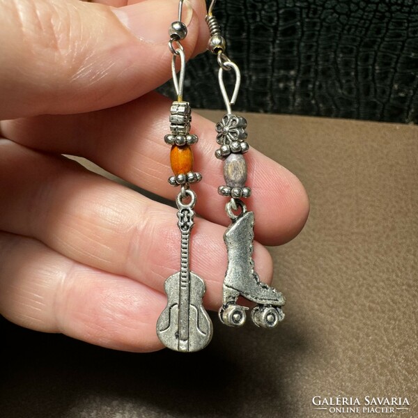 Old special hippie dangle vintage earrings, metal earrings, the jewelry is from the 1970s