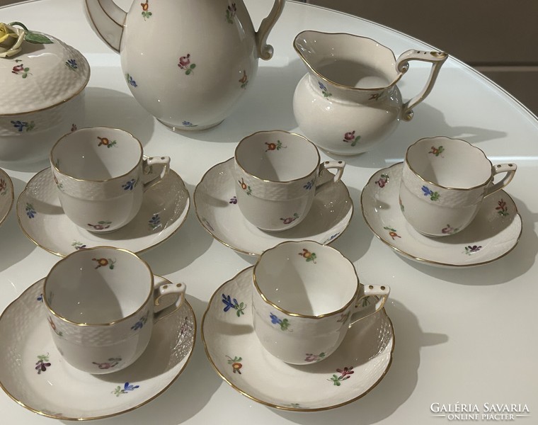 Ó-Herendi porcelán kávéskészlet 6 személyre