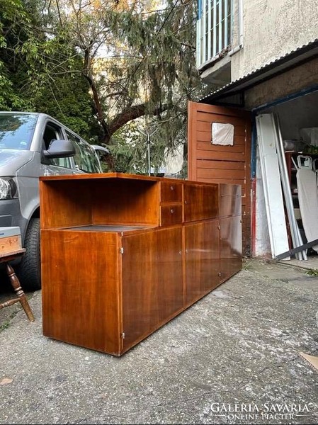 Bauhaus, size 200x55x80 cm, elegant sideboard and bar cabinet with walnut veneer for sale!