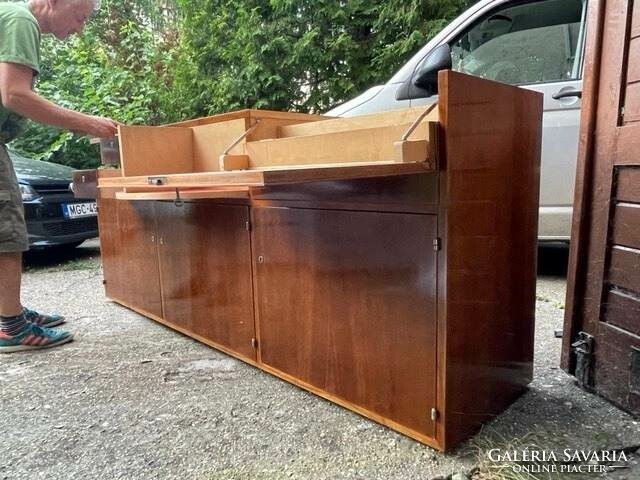Bauhaus, size 200x55x80 cm, elegant sideboard and bar cabinet with walnut veneer for sale!