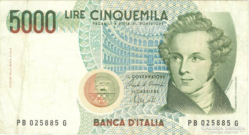 5000 líra lire 1985 Olaszország 1.
