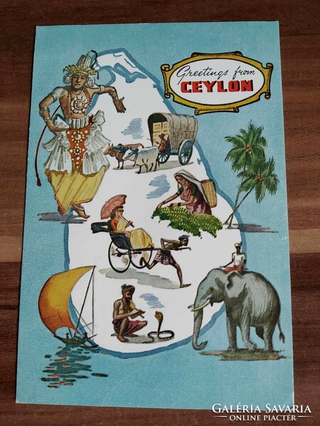 Sri Lanka, Ceylon, térképes képeslap