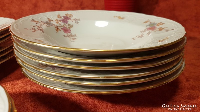 Bernadotte 18-piece richly gilded Czechoslovak plate set, old, fabulously beautiful