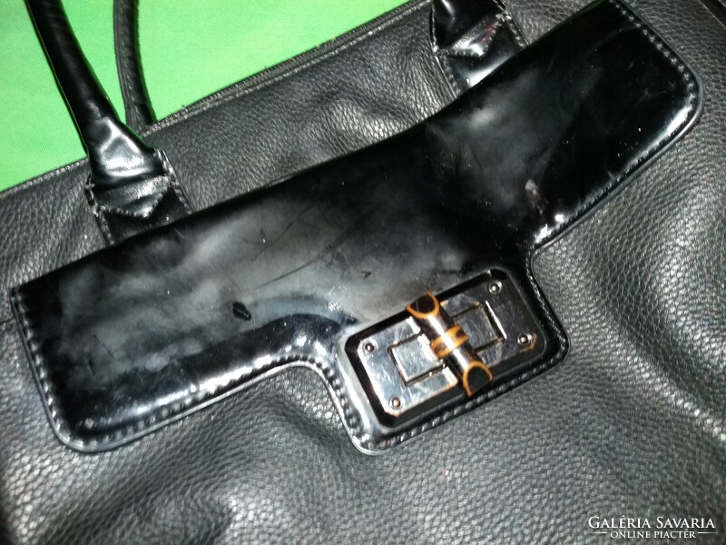 Elegant stramm leather black good condition used handbag women's bag 31 x 20 cm according to the pictures