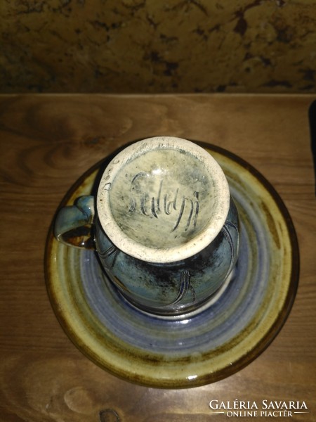 Szilágyi kerámia teás/ kávés bögre és tányér