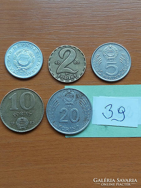 Hungarian People's Republic 1+2+5+10+20 forints 1983 forint row 5 pieces 39
