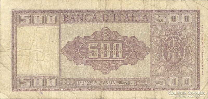 500 lira lire 1961 Carli és Ripa Olaszország 2.
