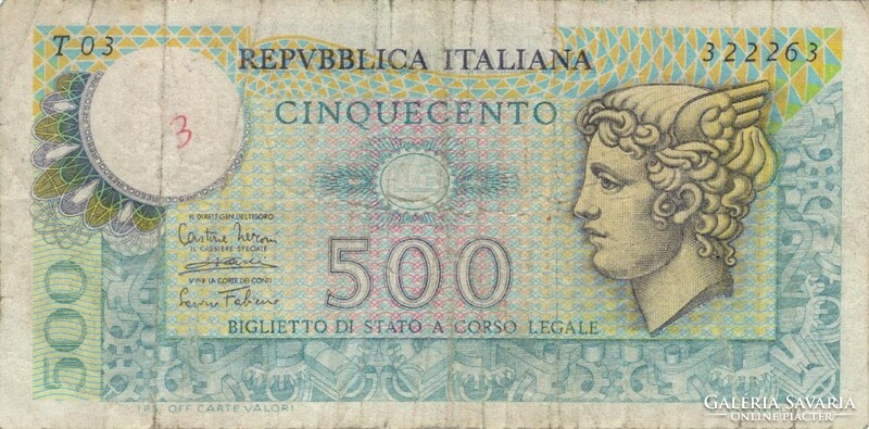 500 Lira lire 14.02.1974. Italy