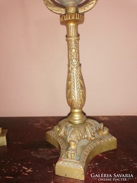 Antique copper table lamp, pair