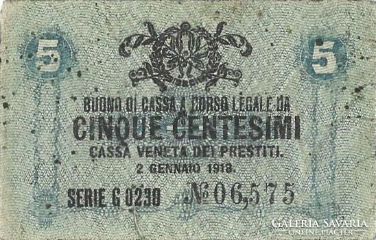 5 centesimi 1918 Olaszország Velence 3.