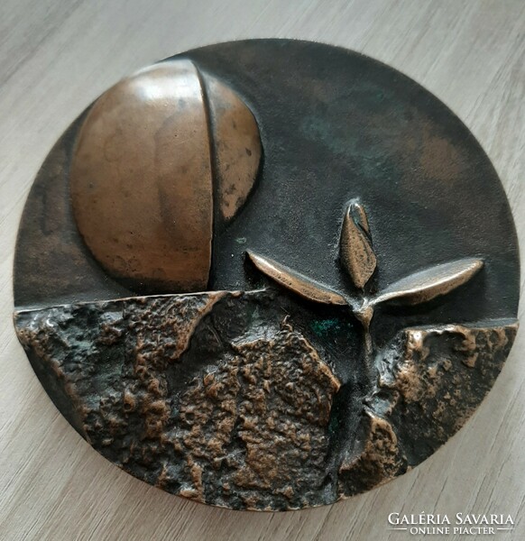 Kiss Nagy András  Kertészeti Egyetem 1978 nagyméretű bronz dombormű , plakett  9,8 cm