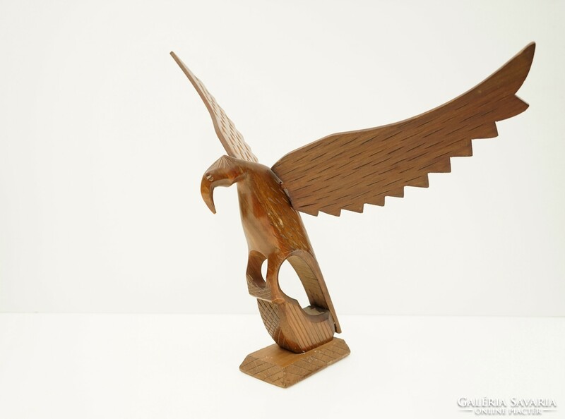 Mid century carved wooden eagle statue / retro old / 46 cm wide