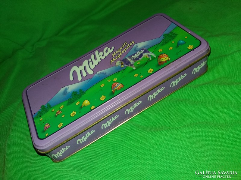 1998.HÚSVÉTI MILKA táblás csokoládé fém lemez díszdoboz 17 x 8 x 4 cm képek szerint