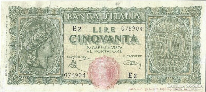 50 Lira lire 1944 Italy