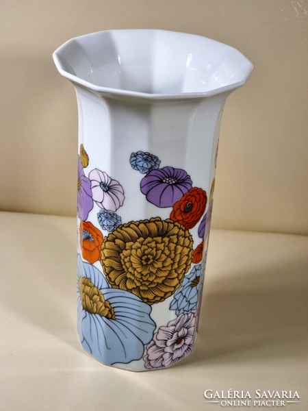 *ROSENTHAL LE FOLL WIRKKALA POLYGON PATRAS Modernista Art Design virágmintás porcelánváza 70-es évek