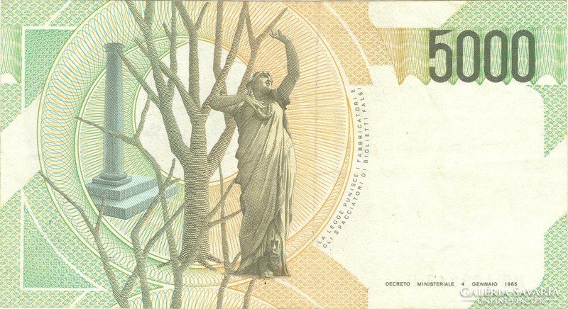 5000 líra lire 1985 Olaszország 2.