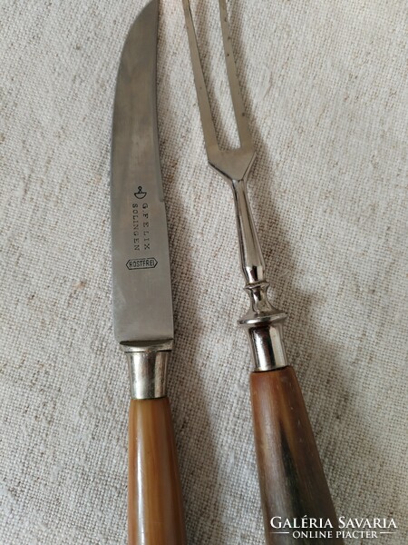 Knife and fork - g.Felix/ hunter in interior - with horn handle