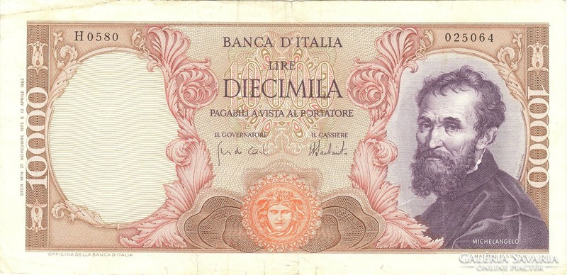 10000 lira lire 1973 signo Carli és Barbarito Olaszország 3.