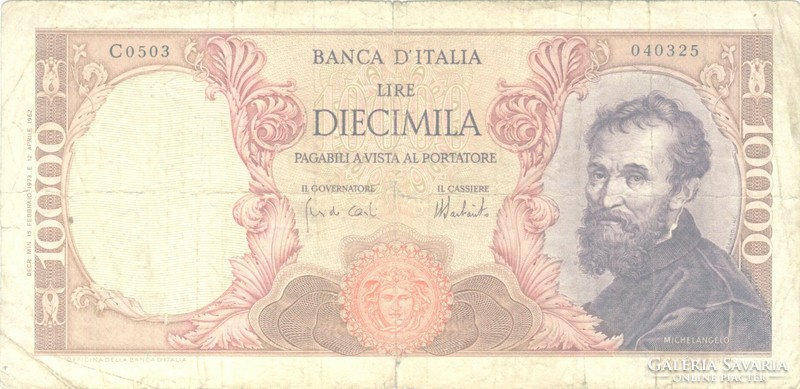 10000 lira lire 1973 signo Carli és Barbarito Olaszország 3.