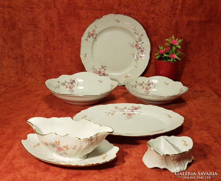 Bernadotte 6-piece richly gilded, fabulous Czechoslovak porcelain set