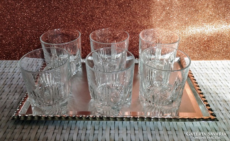 Bormioli selecta set of 6 whiskey glasses (28.5 cl) + gift retro aluminum tray