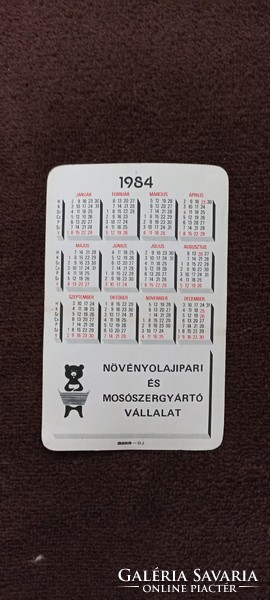 Régi kártyanaptár 1984