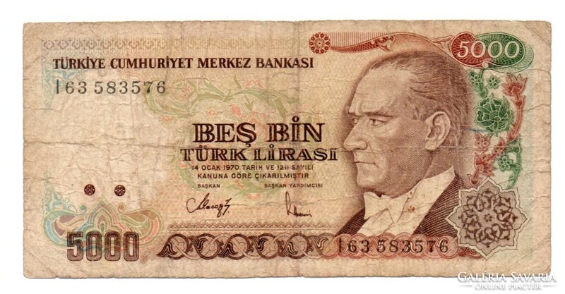 5,000 Lira 1970 Turkey