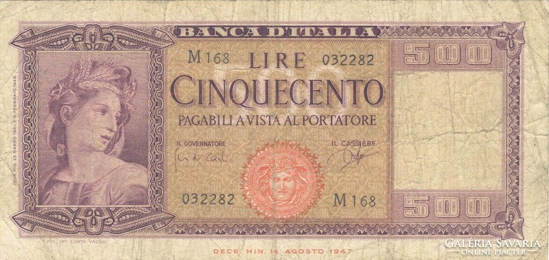 500 Lira lire 1961 carli and ripa Italy 2.