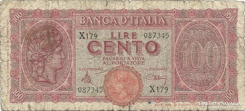 100 Lira lire 1944 Italy