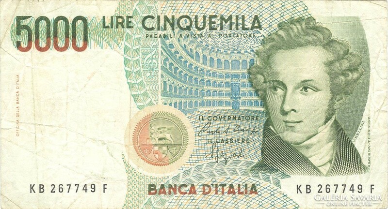 5000 líra lire 1985 Olaszország 3.