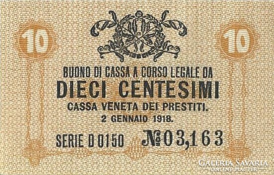 10 Centesimi 1918 Italy Venice 4. Unc